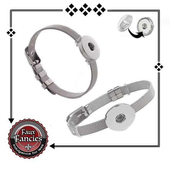 Stainless Steel 8mm BRACELET, 18mm Snap Button, Ginger Snap Bracelet, Snap Popper, For her, Snap Jewelry, Interchangeable Snap Buttons