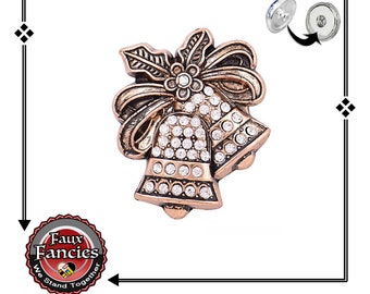 Rhinestone Christmas Bell Snap Button Charm