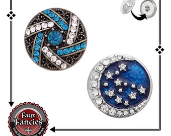 BEAUTIFUL BLuES RHINESTONE Moon Snap Buttons, Snap Charms, Ginger Snap, Moon Snap, #BraceletCharm, #SnapCharm, #MoonSnaps, SnapPopper