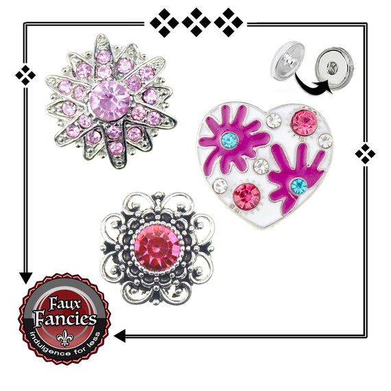 SNAP BUTTONS in BEAUTIFUL Pinks, Ginger Snaps, #SnapButtons, Snap Charms, #BraceletCharms, #SnapCharm, #SwitchableSnaps, #SnapButtons