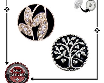 Shimmery RHINESTONE BLACK Snap Buttons, Snap Charms, Ginger Snaps, Flower Snaps, #BraceletCharms, #SnapCharm, #TreeOfLife, #SnapJewelry