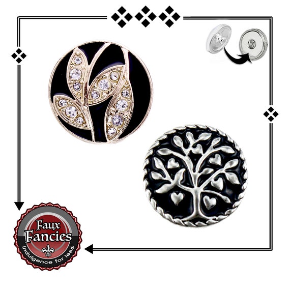 Shimmery RHINESTONE BLACK Snap Buttons, Snap Charms, Ginger Snaps, Flower Snaps, #BraceletCharms, #SnapCharm, #TreeOfLife, #SnapJewelry