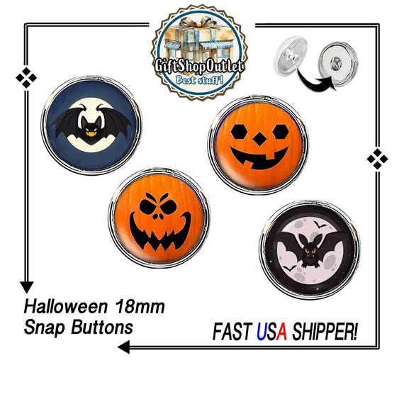 Halloween SNAP BUTTON Charms, Pumpkin Button, Bat Snap Charm, #HalloweenSnapButton, #HalloweenJewelry, #PumpkinSnap, COS Play Jewelry,