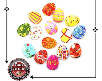 Easter Egg Wooden Buttons: Spring Craft Charms (3 Pcs)