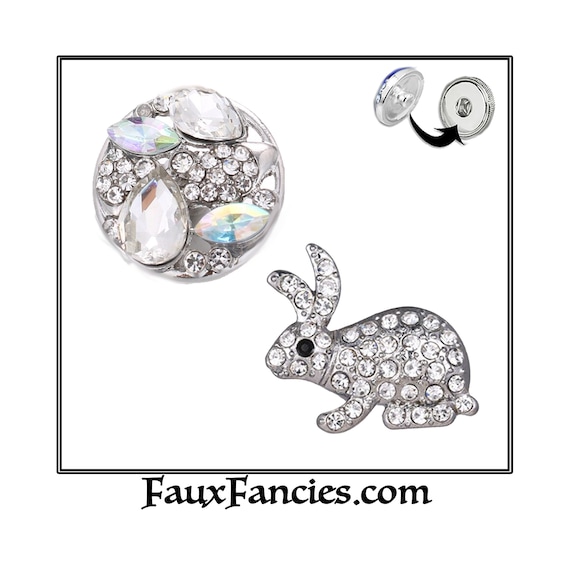 Rhinestone SNAP Button, 18mm Snap Button, Ginger Snap, Bunny Charm, #BraceletCharm, Rhinestone Snap, #SnapPopper, Easter jewelry, SnapPopper