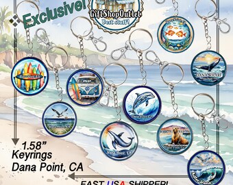 Dana Point LOCALLY Handmade KEY RING, Dana Point souvenir, Beach souvenir, whale watching, dolphin key ring, whale key ring, Custom Key ring