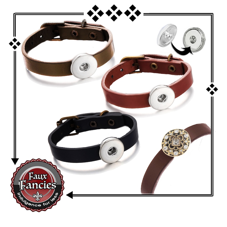 Real Leather Snap Button Bracelet Snap Bracelet Ginger Etsy