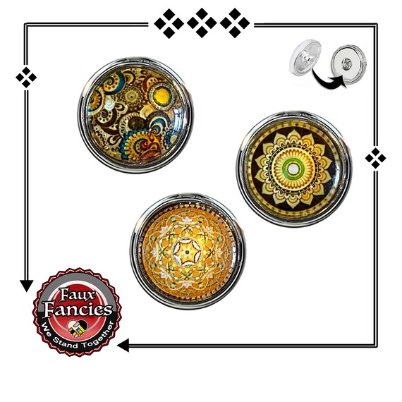 SNAP BUTTONs, CABOCHON Snap Charms, Colorful Mandala Charm, Tree of Life Snap, Mandala Charm, #BraceletCharms, #BraceletSnaps. #MandalaSnap