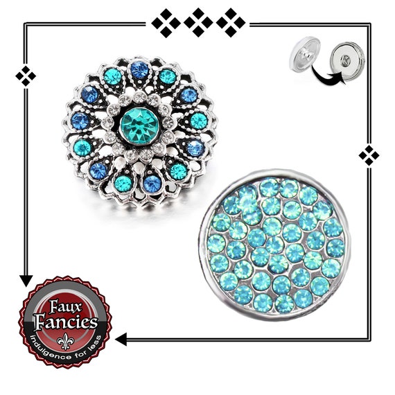 Beautiful BLUE Snap Buttons, Shining Ginger Snaps, 18mm Snap Charm, #SnapButton, #BraceletCharms, #SnapCharm, #RhinestoneSnaps, #SnapJewelry