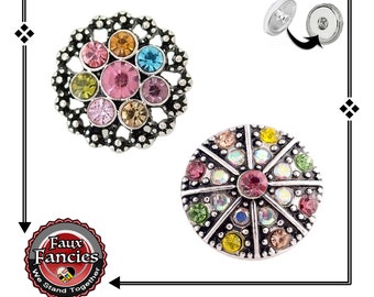 COLORFUL Snap Buttons, 18mm Snap Buttons, Spring Ginger Snaps, Snap Charms, #BraceletCharms, Rhinestone Snaps, #SnapButton, #RhinestoneSnap