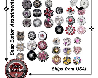 SNAP Button 9-Pc Assortments, BEAUTIFUL Snap Buttons, Ginger Snaps, Snap Charms, #BraceletCharms, Rhinestone Snaps, #SnapSnap, #SnapButtons