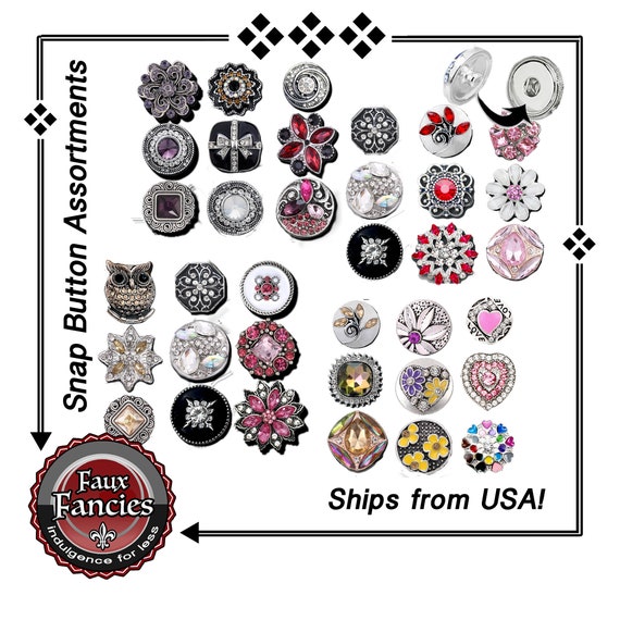 SNAP Button 9-Pc Assortments, BEAUTIFUL Snap Buttons, Ginger Snaps, Snap Charms, #BraceletCharms, Rhinestone Snaps, #SnapSnap, #SnapButtons
