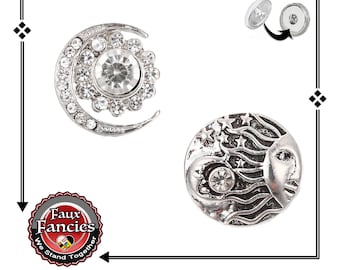 18mm Moon Snap Buttons, Rhinestone Sun Snap Button, Ginger Snaps, Snap Jewelry, #BraceletCharms, Rhinestone Snaps, #SnapButtons, #MoonSnap