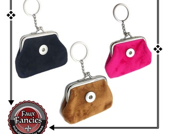 Velvet Snap Button Coin Purse: 18mm Keyring Accessory