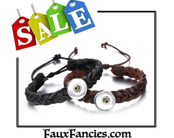 Braided Leather Snap Button Bracelet: Interchangeable Jewelry Gift
