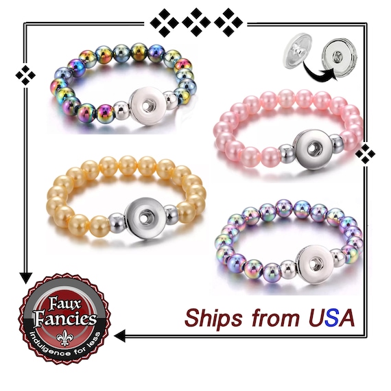 Snap Button STRETCH Bracelet Snaps, 18,, Beaded Snap Bracelet, Adjustable Snap Bracelet, #SnapJewelry, #SnapBracelet, #StretchBracelet