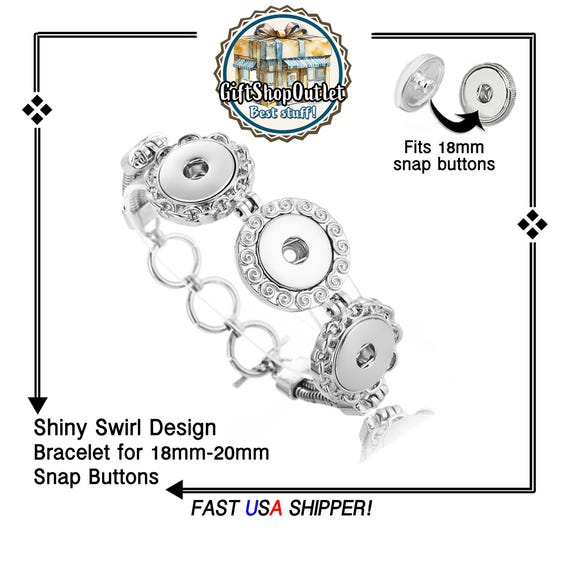 Triple Snap Button Bracelet, GORGEOUS Adjustable SHINY Snap Bracelet, Snap Bracelet for Snap Buttons, #SnapButtonJewelry, #SnapJewelry