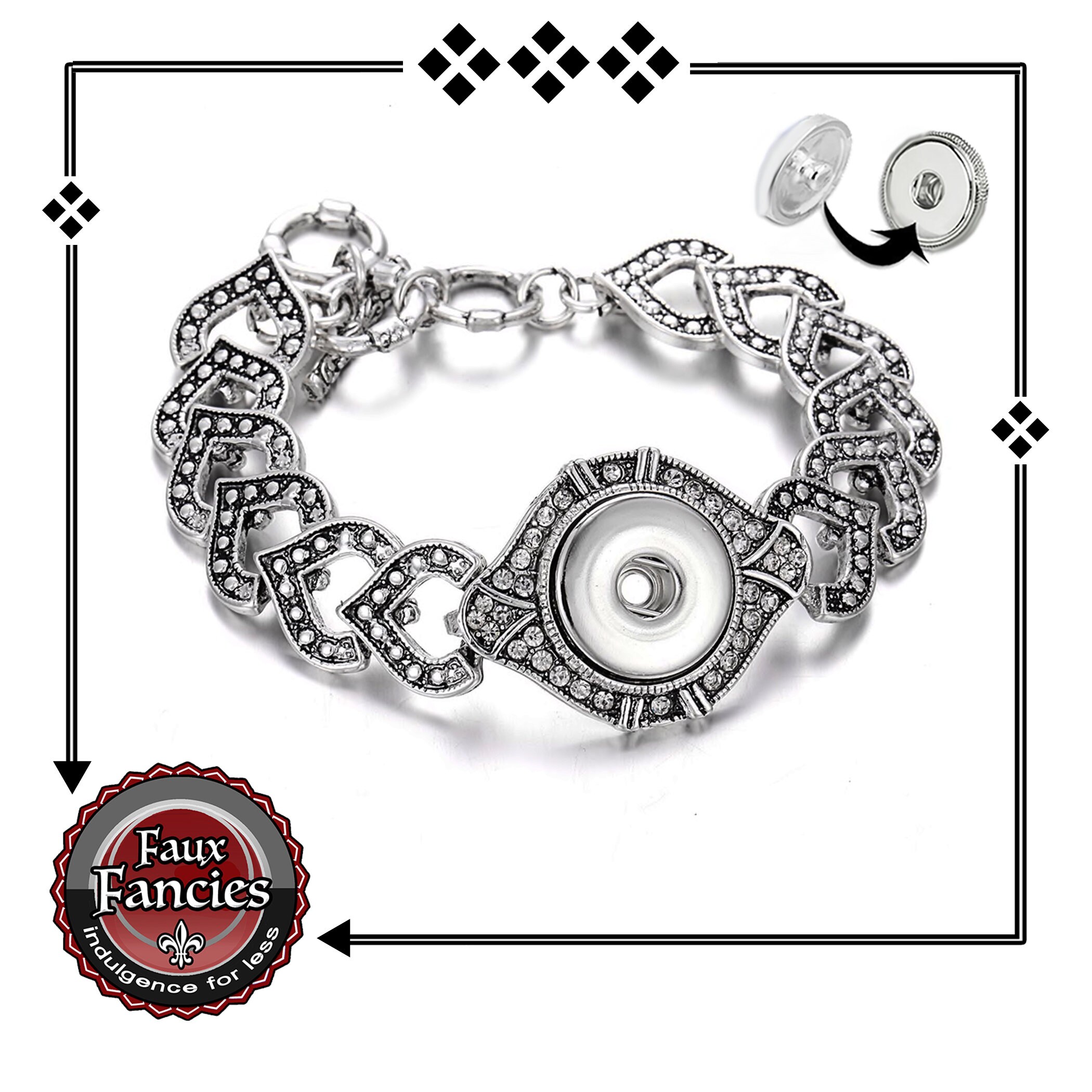 Snap Button Bracelet Adjustable HEART Snap Bracelet Etsy