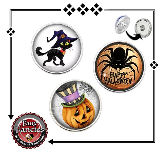 HALLOWEEN CHARM Snap Buttons, Halloween Ginger Snaps, Snap on Charms, Interchangeable Snap, Rhinestone Snaps, Snap Snap, Jewelry gift