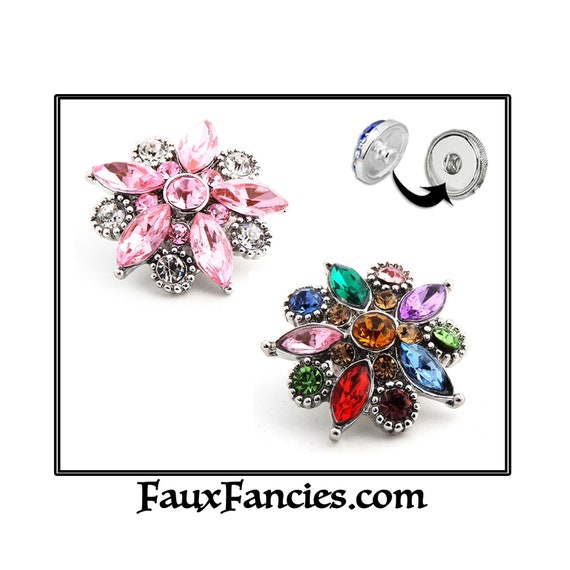 BEAUTIFUL Snap Buttons, 18mm Ginger Snap, MULTIPLE DISCOUNTS, Snap Charms, #RhinestoneSnapCharm, Rhinestone Snaps, #FlowerSnap, #SnapButtons