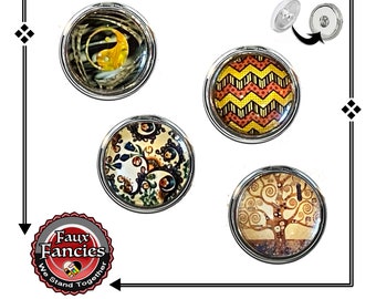 Mandala Snap Button Charms: Colorful 18mm-20mm Cabochons