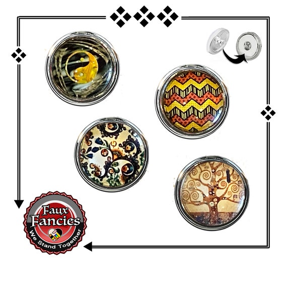 SNAP BUTTONs, CABOCHON Snap Charms, Colorful Mandala Charms, #Cabochons, #SnapButtons, #BraceletCharms, #BraceletSnaps. #SnapJewelry