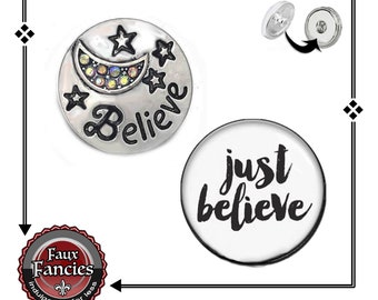 Snap Buttons, Believe Snap Button, Just Believe Ginger Snaps, Snap Jewelry, Bracelet Charms, Rhinestone Snaps, #BelieveSnap, #SnapButtons