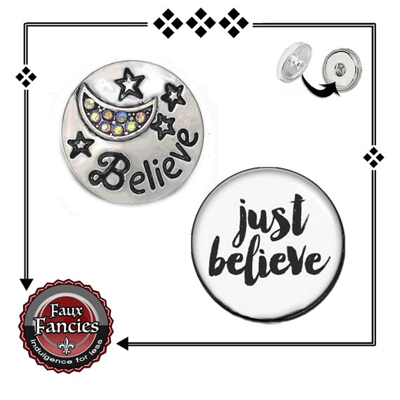 Snap Buttons, Believe Snap Button, Just Believe Ginger Snaps, Snap Jewelry, Bracelet Charms, Rhinestone Snaps, #BelieveSnap, #SnapButtons