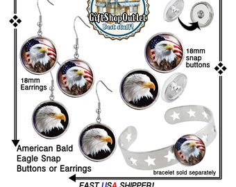 OuR DESiGN! EAGLE 18mm Handmade Earrings, EaGLE SNaP BuTTONS, #EagleJewelry, #BaldEagleEarrings, #EagleSnapButtons, #EagleEarrings