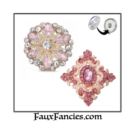 SALE! Pinks and Golds & Rhinestones SNAP Buttons, Ginger Snaps, Snap Charms, #BraceletCharms, Rhinestone Snaps, #SnapJewelry #RhinestoneSnap