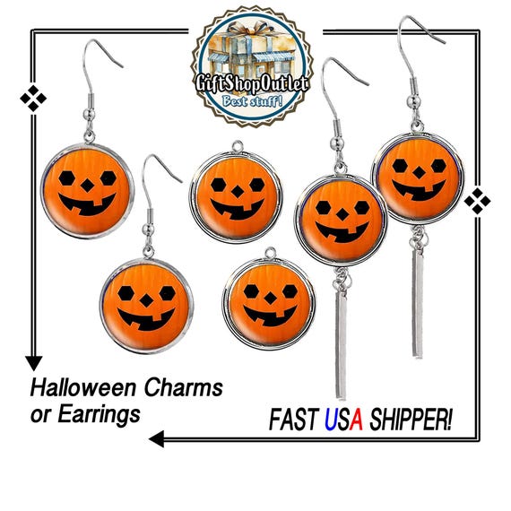 Halloween PUMPKIN EARRINGS and Charms, Pumpkin Charm, Halloween Charm, #HalloweenCharms, #HalloweenJewelry, #PumpkinEarrings