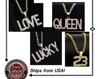 23 Rhinestone Pendant, Rhinestone LOVE Pendant, QUEEN Pendant, LUCKY Pendant, #RhinestoneQueen, #RhinestoneLucky, #23Pendant, #LovePendant