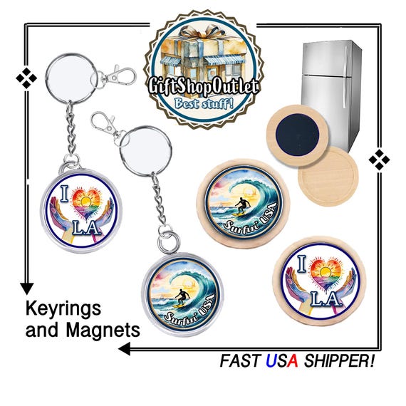 LoVE LA Handmade Keyring, Surfin UsA Magnet,Love LA Fridge Magnet,#SurfingUsA,#LoveLA,#BeachMagnet, #BeachSouvenir, #SurfingKeyring, LA Gift