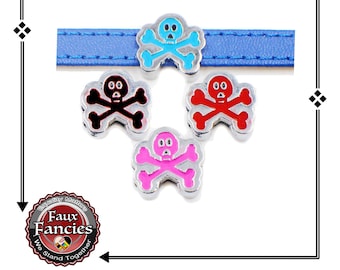 Arguhh... SKULL and Crossbones Slider charms, slide charms, Halloween Charms, 8mm charms, Pirate charms, Charms for Halloween, #SlideCharms