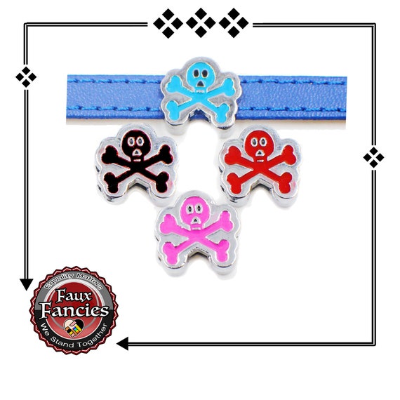 Arguhh... SKULL and Crossbones Slider charms, slide charms, Halloween Charms, 8mm charms, Pirate charms, Charms for Halloween, #SlideCharms