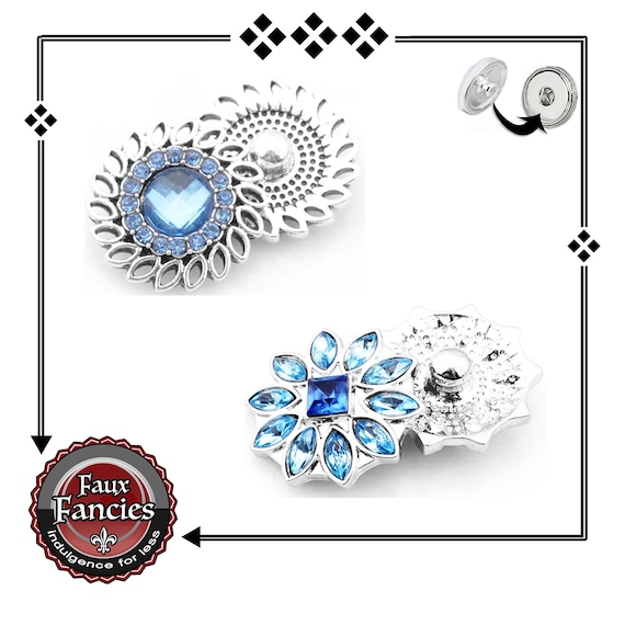 BooTIFUL BLUE Snap Buttons, Flower Ginger Snaps, Snap Charms, Switchable Snaps, #HeartCharms, #SnapCharm, #SwitchableSnaps, #SnapButtons