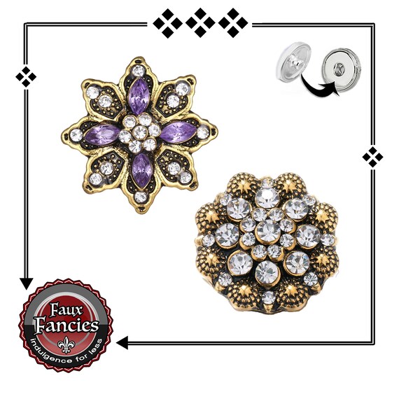 SNAP Buttons, 18mm Gold Tone Rhinestone Snap Button Charms, Ginger Snaps, Snap Charms, #FlowerSnapButtons, #SnapButtonCharms, #SnapJewelry,