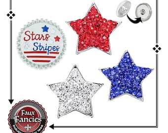 Snap Buttons, July 4th, BEAUTIFUL American 18mm Ginger Snaps, Election charm, #RhinestoneSnaps, Rhinestone Snaps, #SnapButton, #USACharms