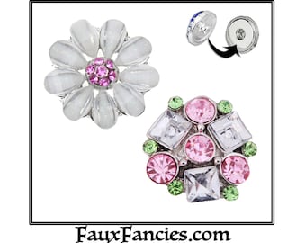 NEW!! BEAUTIFUL 18mm Snap Buttons, Ginger Snaps, Snap on Charms,  Changeable Snap, Rhinestone Snaps, Snap Jewelry, Flower Chap Snap
