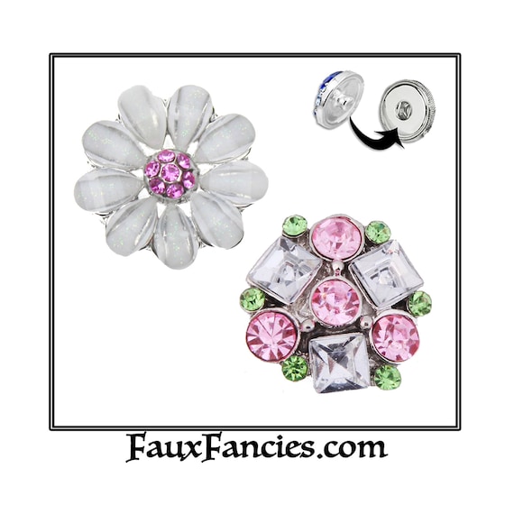 NEW!! BEAUTIFUL 18mm Snap Buttons, Ginger Snaps, Snap on Charms, Changeable Snap, Rhinestone Snaps, Snap Jewelry, Flower Chap Snap