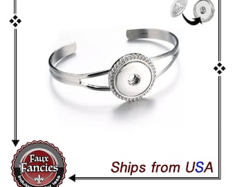 Snap Button RHINESTONE CUFF STYLE Bracelet, Snap Jewelry for Snap Buttons, Snap Button Jewelry, Snap Button Bracelet, #CuffBracelet