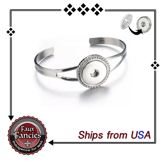 Snap Button RHINESTONE CUFF STYLE Bracelet, Snap Jewelry for Snap Buttons, Snap Button Jewelry, Snap Button Bracelet, #CuffBracelet