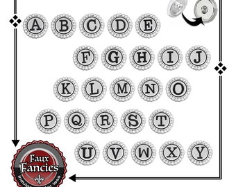 NEW 18mm RHINESTONE Circled Letter Snap Buttons, Ginger Snaps, Alphabet Charms, Rhinestone Snaps, Letter Charm, #SnapLetters, #LetterCharms