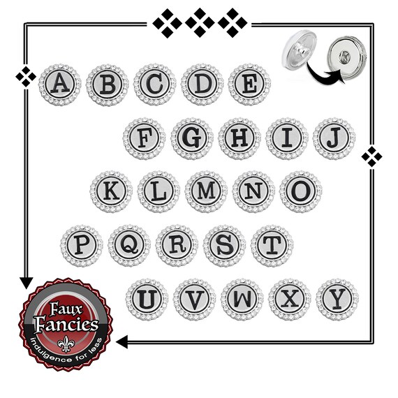 NEW 18mm RHINESTONE Circled Letter Snap Buttons, Ginger Snaps, Alphabet Charms, Rhinestone Snaps, Letter Charm, #SnapLetters, #LetterCharms
