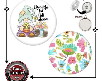SALE! Spring Snap Button, Gnome Cabochon Charm, Spring Snap Charms, Spring Snap Button, Spring Cabochon Charm, Snap Snap, #SpringGnomeCharm