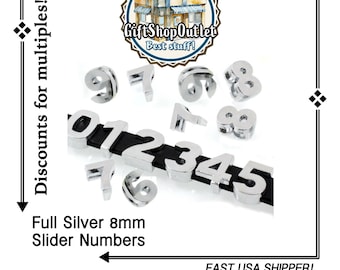 Silver Tone Slide NUMBER Charms, MULTIPLE DISCOUNTS, Slider Numbers, Hashtag Charm, 0 to 9 Charms, #NumberCharm, #NumberCharms,