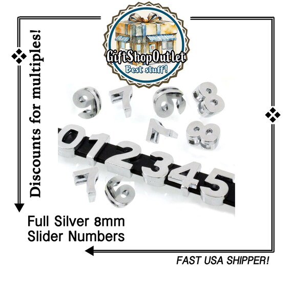 Silver Tone Slide NUMBER Charms, MULTIPLE DISCOUNTS, Slider Numbers, Hashtag Charm, 0 to 9 Charms, #NumberCharm, #NumberCharms,