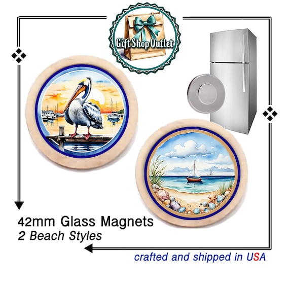 BEACH Handmade Magnet, PELICAN Handmade Magnet, SAILBOAT Magnet, Beach Souvenir, #BeachGift, #PelicanGift, #MagnetCollector, #BeachMagnet