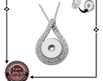 Rhinestone Snap Button Pendant Necklace: Interchangeable Charm Jewelry