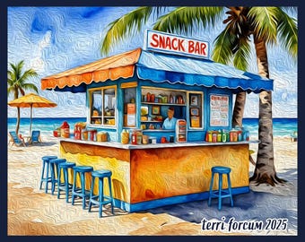 Beach Snack Bar Canvas Art: Custom Vacation Print
